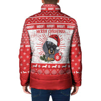 Christmas Dachshund Dog Padded Jacket Santa Hat Woof Snowflake Paw Design - Wonder Print Shop