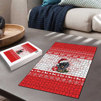 Christmas Dachshund Dog Puzzle Santa Hat Woof Snowflake Paw Design - Wonder Print Shop