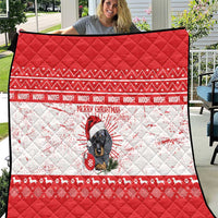Christmas Dachshund Dog Quilt Santa Hat Woof Snowflake Paw Design - Wonder Print Shop