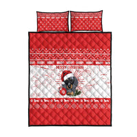 Christmas Dachshund Dog Quilt Bed Set Santa Hat Woof Snowflake Paw Design - Wonder Print Shop