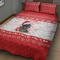 Christmas Dachshund Dog Quilt Bed Set Santa Hat Woof Snowflake Paw Design - Wonder Print Shop