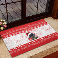 Christmas Dachshund Dog Rubber Doormat Santa Hat Woof Snowflake Paw Design - Wonder Print Shop