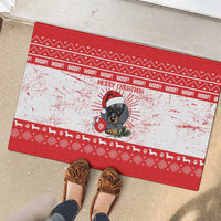 Christmas Dachshund Dog Rubber Doormat Santa Hat Woof Snowflake Paw Design - Wonder Print Shop