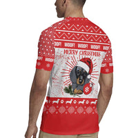 Christmas Dachshund Dog Rugby Jersey Santa Hat Woof Snowflake Paw Design - Wonder Print Shop