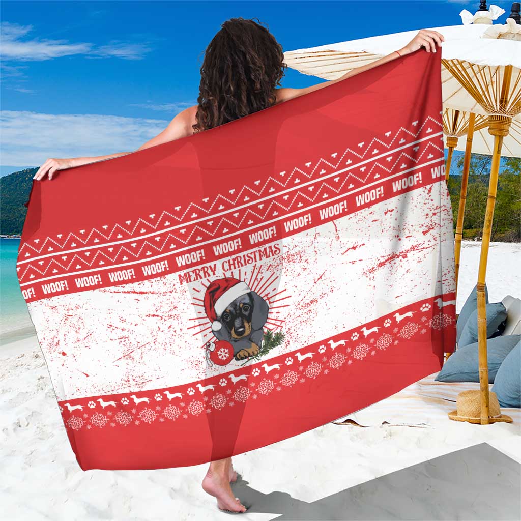 Christmas Dachshund Dog Sarong Santa Hat Woof Snowflake Paw Design - Wonder Print Shop
