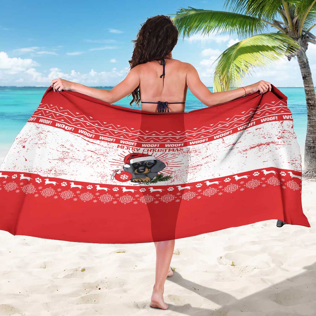 Christmas Dachshund Dog Sarong Santa Hat Woof Snowflake Paw Design - Wonder Print Shop