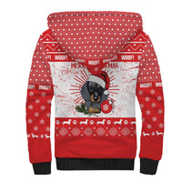 Christmas Dachshund Dog Sherpa Hoodie Santa Hat Woof Snowflake Paw Design - Wonder Print Shop