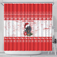 Christmas Dachshund Dog Shower Curtain Santa Hat Woof Snowflake Paw Design - Wonder Print Shop