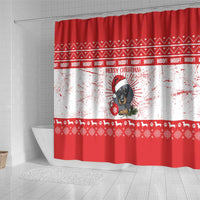 Christmas Dachshund Dog Shower Curtain Santa Hat Woof Snowflake Paw Design - Wonder Print Shop
