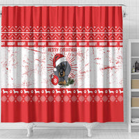 Christmas Dachshund Dog Shower Curtain Santa Hat Woof Snowflake Paw Design - Wonder Print Shop