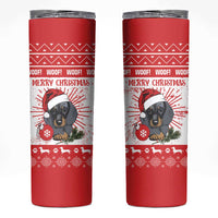 Christmas Dachshund Dog Skinny Tumbler Santa Hat Woof Snowflake Paw Design - Wonder Print Shop