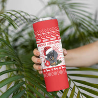 Christmas Dachshund Dog Skinny Tumbler Santa Hat Woof Snowflake Paw Design - Wonder Print Shop