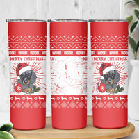 Christmas Dachshund Dog Skinny Tumbler Santa Hat Woof Snowflake Paw Design - Wonder Print Shop