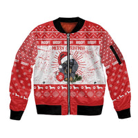 Christmas Dachshund Dog Sleeve Zip Bomber Jacket Santa Hat Woof Snowflake Paw Design - Wonder Print Shop