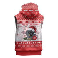 Christmas Dachshund Dog Sleeveless Hoodie Santa Hat Woof Snowflake Paw Design - Wonder Print Shop