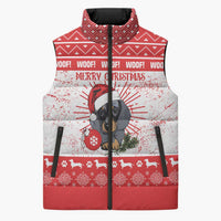 Christmas Dachshund Dog Sleeveless Puffer Jacket Santa Hat Woof Snowflake Paw Design - Wonder Print Shop