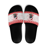 Christmas Dachshund Dog Slide Sandals Santa Hat Woof Snowflake Paw Design - Wonder Print Shop