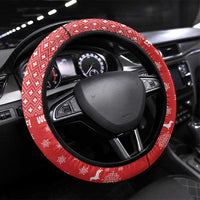 Christmas Dachshund Dog Steering Wheel Cover Santa Hat Woof Snowflake Paw Design - Wonder Print Shop