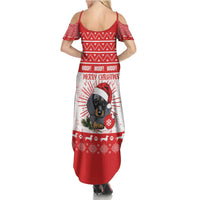 Christmas Dachshund Dog Summer Maxi Dress Santa Hat Woof Snowflake Paw Design - Wonder Print Shop
