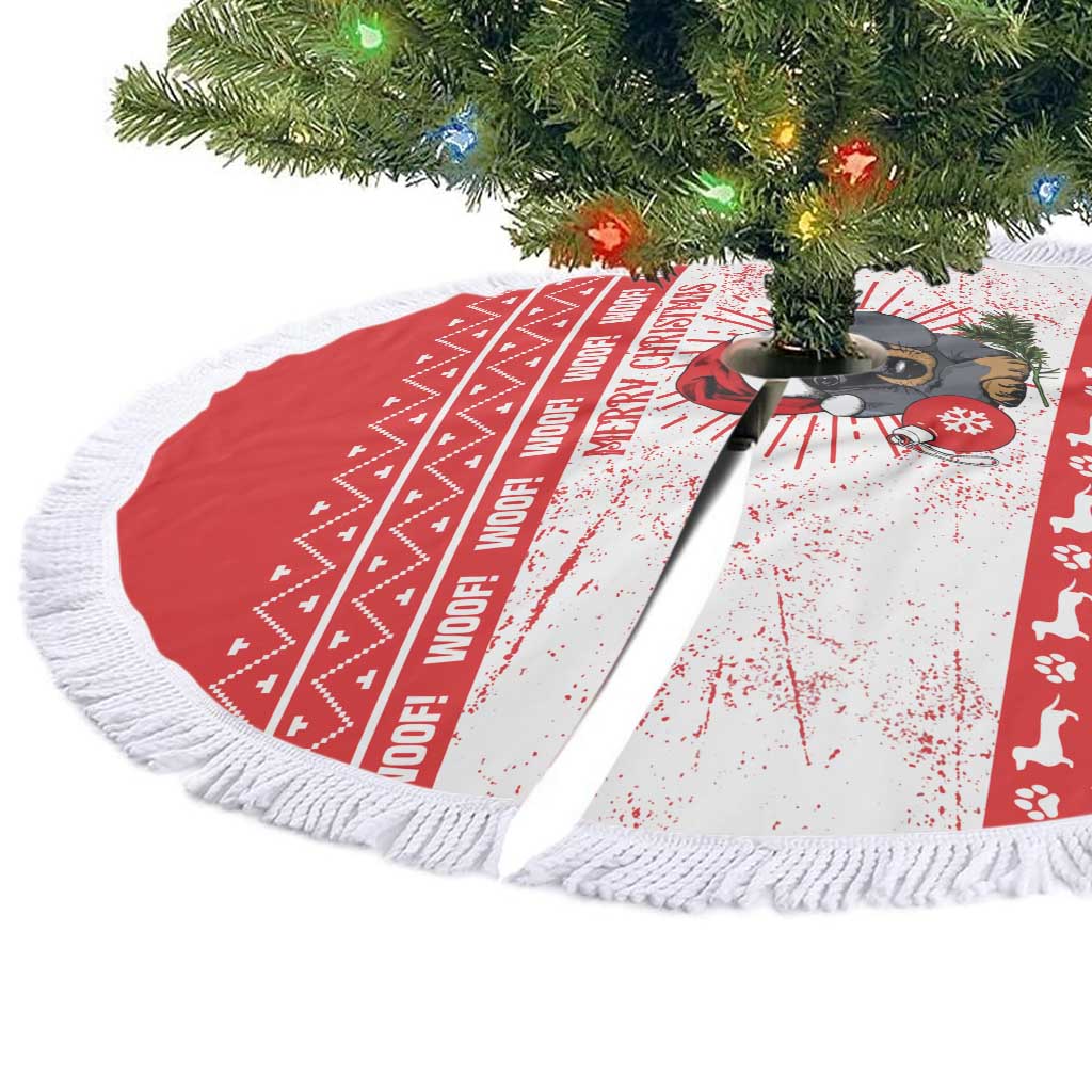 Christmas Dachshund Dog Tree Skirt Santa Hat Woof Snowflake Paw Design - Wonder Print Shop