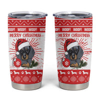 Christmas Dachshund Dog Tumbler Cup Santa Hat Woof Snowflake Paw Design - Wonder Print Shop