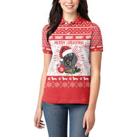 Christmas Dachshund Dog Women Polo Shirt Santa Hat Woof Snowflake Paw Design - Wonder Print Shop