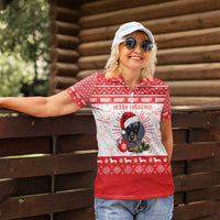 Christmas Dachshund Dog Women Polo Shirt Santa Hat Woof Snowflake Paw Design - Wonder Print Shop