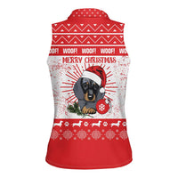 Christmas Dachshund Dog Women Sleeveless Polo Shirt Santa Hat Woof Snowflake Paw Design - Wonder Print Shop