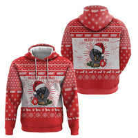 Christmas Dachshund Dog Zip Hoodie Santa Hat Woof Snowflake Paw Design - Wonder Print Shop