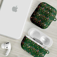Ornaments on Green Snowy Background AirPods Case with Electric Guitars Santa Candy Canes - Wonder Print Shop