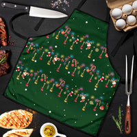 Ornaments on Green Snowy Background Apron with Electric Guitars Santa Candy Canes - Wonder Print Shop