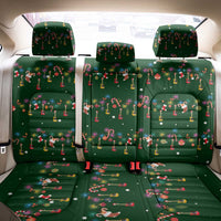 Ornaments on Green Snowy Background Back Car Seat Cover with Electric Guitars Santa Candy Canes - Wonder Print Shop