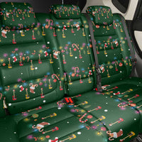 Ornaments on Green Snowy Background Back Car Seat Cover with Electric Guitars Santa Candy Canes - Wonder Print Shop
