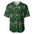 Ornaments on Green Snowy Background Baseball Jersey with Electric Guitars Santa Candy Canes - Wonder Print Shop