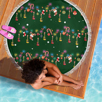 Ornaments on Green Snowy Background Beach Blanket with Electric Guitars Santa Candy Canes - Wonder Print Shop