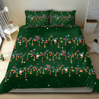 Ornaments on Green Snowy Background Bedding Set with Electric Guitars Santa Candy Canes - Wonder Print Shop