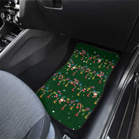 Ornaments on Green Snowy Background Car Mats with Electric Guitars Santa Candy Canes - Wonder Print Shop
