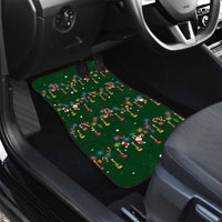 Ornaments on Green Snowy Background Car Mats with Electric Guitars Santa Candy Canes - Wonder Print Shop