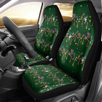 Ornaments on Green Snowy Background Car Seat Cover with Electric Guitars Santa Candy Canes - Wonder Print Shop