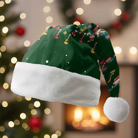 Ornaments on Green Snowy Background Christmas Santa Hat with Electric Guitars Santa Candy Canes - Wonder Print Shop