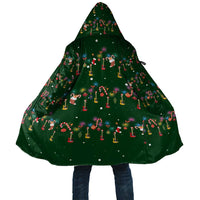 Ornaments on Green Snowy Background Cloak with Electric Guitars Santa Candy Canes - Wonder Print Shop