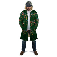 Ornaments on Green Snowy Background Cloak with Electric Guitars Santa Candy Canes - Wonder Print Shop