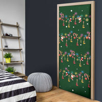 Ornaments on Green Snowy Background Door Cover with Electric Guitars Santa Candy Canes - Wonder Print Shop