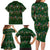 Ornaments on Green Snowy Background Family Matching Long Sleeve Bodycon Dress and Hawaiian Shirt with Electric Guitars Santa Candy Canes - Wonder Print Shop