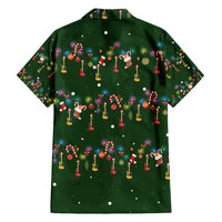 Ornaments on Green Snowy Background Family Matching Long Sleeve Bodycon Dress and Hawaiian Shirt with Electric Guitars Santa Candy Canes - Wonder Print Shop