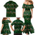 Ornaments on Green Snowy Background Family Matching Mermaid Dress and Hawaiian Shirt with Electric Guitars Santa Candy Canes - Wonder Print Shop
