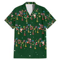 Ornaments on Green Snowy Background Family Matching Mermaid Dress and Hawaiian Shirt with Electric Guitars Santa Candy Canes - Wonder Print Shop