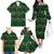Ornaments on Green Snowy Background Family Matching Off The Shoulder Long Sleeve Dress and Hawaiian Shirt with Electric Guitars Santa Candy Canes - Wonder Print Shop