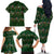 Ornaments on Green Snowy Background Family Matching Off The Shoulder Long Sleeve Dress and Hawaiian Shirt with Electric Guitars Santa Candy Canes - Wonder Print Shop