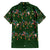 Ornaments on Green Snowy Background Family Matching Off The Shoulder Long Sleeve Dress and Hawaiian Shirt with Electric Guitars Santa Candy Canes - Wonder Print Shop